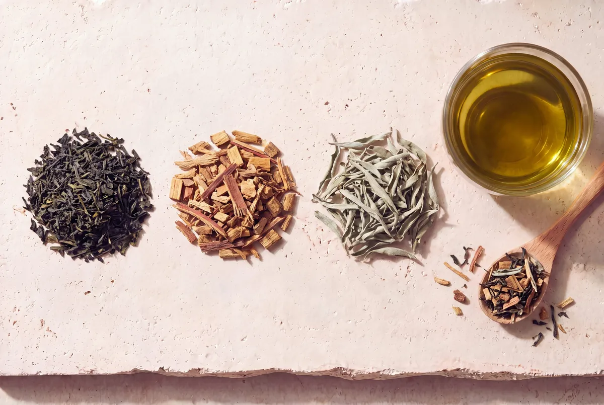 Les plantes de la recette Drainage profond, en tas sur la pierre, et la tasse d'infusion